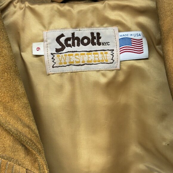 Schott NYC Western Suede Fringe Jacket Women's Sz 6 SML New w Tags Made In USA - Picture 4 of 16